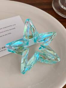 3 件/1 件女式 2.76 英寸粉色/白色/蓝色五角星塑料发爪夹，时尚简约优雅百搭发饰，适合日常佩戴、派对、通勤、海滩、发髻、马尾辫、化妆、服装搭配时尚发夹