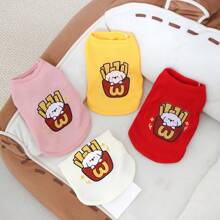 Cute Cartoon Pattern Pet Vest, Fit For Cats And Small Dogs, Waffle Texture, Suitable For Spring And Summer