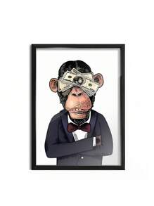 1/3Pcs, Optional Frame, Monkey Canvas Wall Art Deco, Classic, Modern Styles - Animal Theme Ink Art Prints - Indoor & Outdoor Use, Home Office, Living Room, Bedroom, Bathroom, Restaurant Decor - Spring & Summer Seasonal