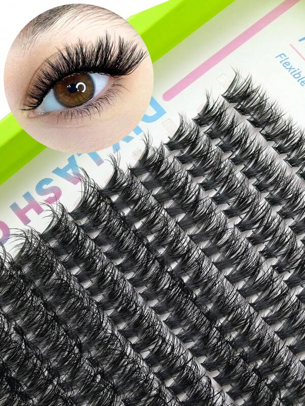 Hinarin Extensions de cils Hinarin 204 pièces D Curl Regard naturel Doux Faux cils individuels par grappes 8-16mm Mélangé Léger Extensions de cils en grappes Faux cils en poil de vison Effilés DIY à la maison