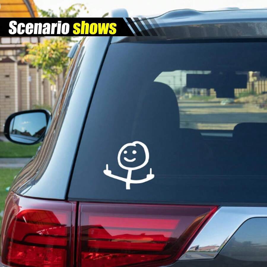 Car  You Meme Vinyl Sticker Decal, Funny Personalised Cartoon Middle Finger Sticker, Fit For Cars Windows Bumpers Trucks Motorcycles Or Any Other Smooth Surface - White - View 1