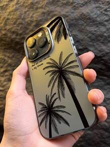 植物通用椰子树银色电镀高品质防刮防震手机壳兼容 15 Pro Max、 11/13 Pro/15 Pro/15/13 Pro Max、 14/13/12、苹果 Max 16，适用于系列防水防摔 - 彩色 - 查看 3