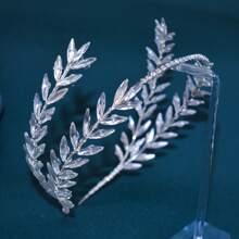1pc Silver Bridal Hair Hoop, European & American Style Headpiece With Rhinestones, Bun Hair Accessories, Suitable For Wedding, Daily Use And Party