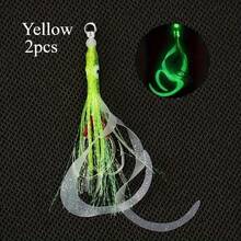 2 件装发光硅胶鱿鱼裙带辅助钩鱿鱼钩流光饵软章鱼裙饵