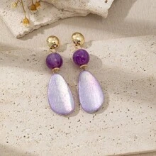 1 Pair Handmade Bohemian Style Resin Water Drop Dangle Earrings For Women, Unique Design & Colors, Irregular