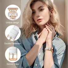 pulseira feminina para Galaxy Watch compatível com relógios 7/6/5/4 (40 mm/45 mm) e Classic (43 mm/50 mm) e Pro (45 mm) - Design de diamante trevo de quatro folhas da sorte - Pulseira fina e respirável e confortável - Moda elegante e fofa, multicolorida - À prova de suor e hipoalergênica - Pulseira de substituição premium para negócios/encontros/casamentos/uso diário - Melhor presente para ela