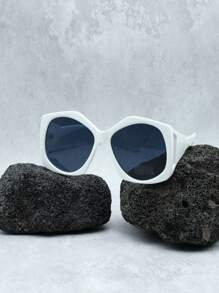 Óculos de Moda Feminina Retro Assimétricos com Armação Cinza, Óculos Decorativos Estilosos de Rua Chique, Adequados para Uso Diário