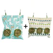 ITANDME Heu-Futterbeutel für Kaninchen mit drei/zwei Löchern, bissfest, Heu-Halter für Meerschweinchen - Große Kapazität & Leicht zu reinigen - Süße Formen kleintier-Futterbeutel für Meerschweinchen, Kaninchen, Chinchillas