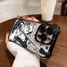 Cute Black Guitar Music Cat Phone Case Compatible With Samsung Galaxy S22FE, S23, S24, S22PLUS, S23ULTRA, S24ULTRA,  16, 15, 14, 13, 12, 11 Pro Max, X, XSMAX, Featuring A Transparent Soft Back For Drop Protection. - màu đen - Xem 4