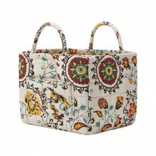 Large Capacity Fabric Storage Baskets Laundry Baskets With Easy Carry Handles Laundry Hampers - Floral 3366 - View 2