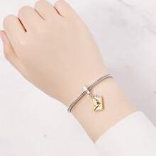 1 Stück silberplattierter Charm Liebeselement Ahornblatt Herz Anhänger Charm für Original Armband Halskette DIY Schmuckherstellung, passend als Geschenk für Frauen zum Geburtstag