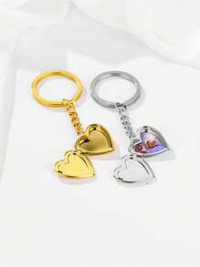 Customized Family Photo Stainless Steel Keychain, Personalized Heart-Shaped Keyring For Bag, Car, Wallet, Birthday Party Memorable Gifts For Family And Friends