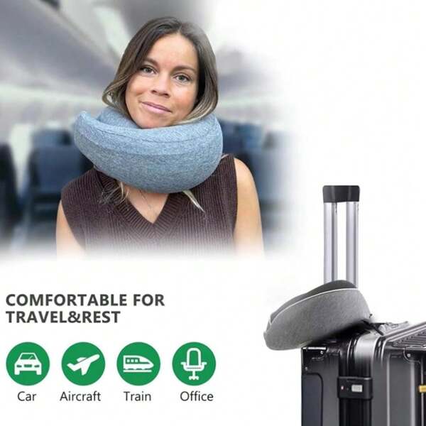 Memory Foam U-förmiges Kissen, Reise-Nackenschutz, faltbares Nickerchenkissen, weiches und hautfreundliches Memory Foam-Reisekissen, Nackenstützkissen (mit Aufbewahrungstasche)
