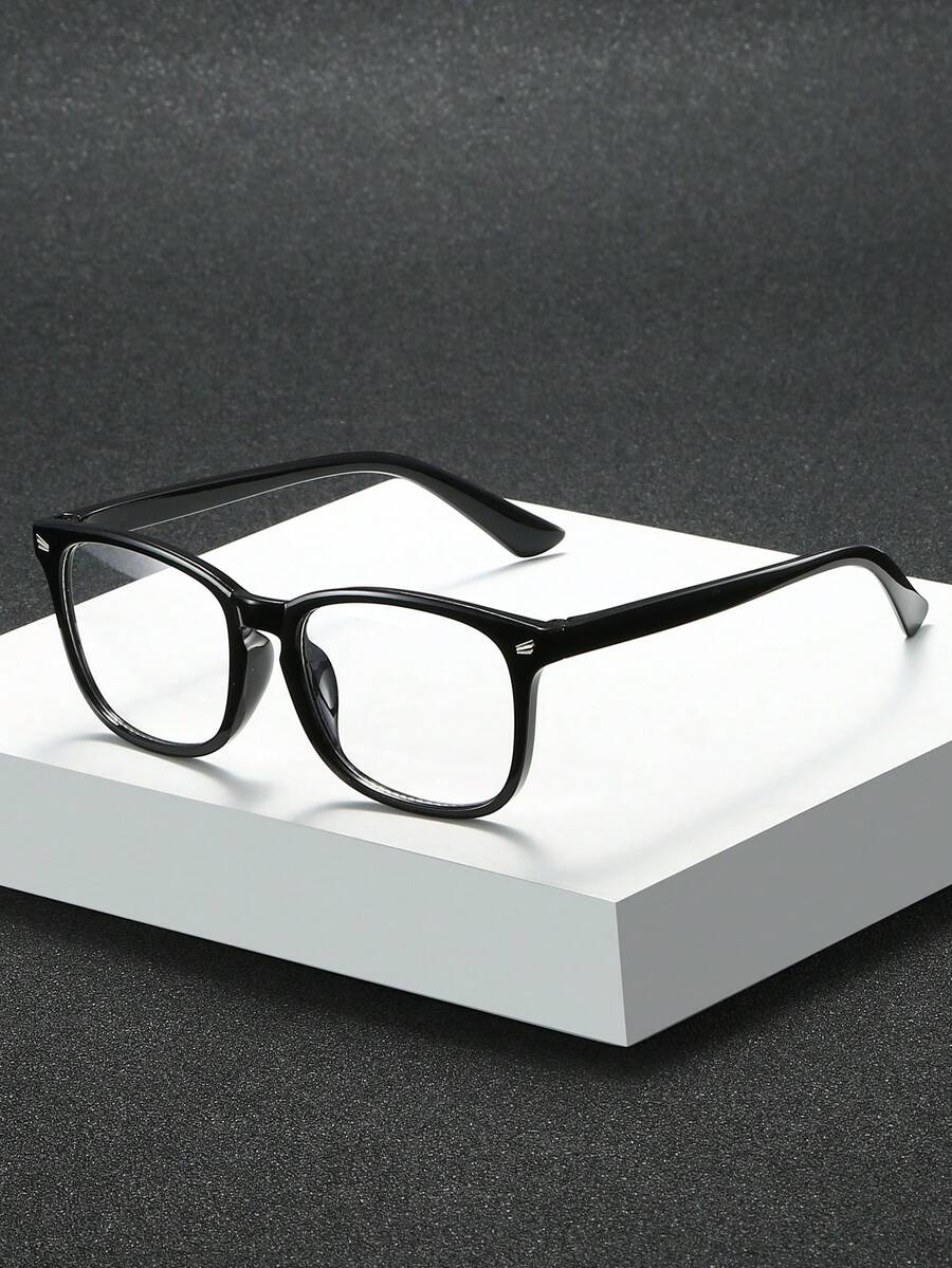 1 Pair Men's Fashion Minimalist Modern Style Transparent Glasses, Suitable For Daily Life, Office Reading, Holiday Gifts, Outdoor Travel Decoration, As Well As Computer Reading, Gaming, TV, And Mobile Devices - Black - View 1