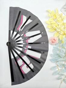 Ombre "DADDY" Folding Fan, Creative And Fashionable Decorative Fan With Letter Design For Father's Day; "SLAY" Folding Fan With Cool Black Background, Fashionable And Personalized Choice