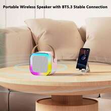 Portable Mini Wireless Karaoke Speaker With Wireless Microphone, High-Fidelity Stereo KTV Speaker System, Wireless Speaker And RGB Color LED Light Karaoke Machine, Suitable For Outdoor Activities, Travel, Home Gatherings, Christmas And Birthday Gifts