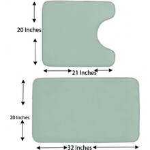 Entrega local - Juego de alfombra de baño de espuma de memoria Madeals de 3 piezas y alfombra de baño con tapa de inodoro y tapa del tanque set negro - Verde salvia - Ver 2