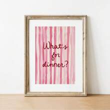 1 件优质中世纪晚餐主题复古字体印刷品，带红色和粉色点缀，无框帆布海报，适用于厨房/餐厅/宿舍，是送给她和海滩毕业典礼的完美礼物，Funkyposters 墙面印刷品（厨房装饰）