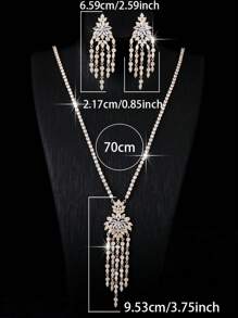 2PCS Luxury Jewelry Set, Elegant Tassel Necklace And Earrings Jewelry Set, Perfect For Party, Banquet And Women Gift, Jewelry Box