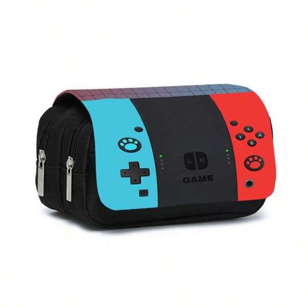 Estuche de lápices de una capa con estampado de consola de juegos