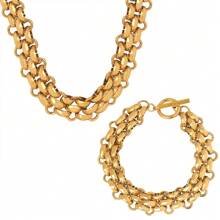 2pcs/Set Lightweight Luxury Minimalist Stainless Steel Short Necklaces - Golden Braided Chain Design, Versatile For Daily & Vacation Wear, Chunky Chain Elegant Accessory