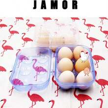 JAMOR 6 Grid Egg Storage Box Refrigerator Crisper Egg Protection Box Portable Egg Carriage Container For Camping Picnic Essential (White) - White - View 5