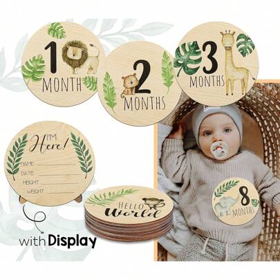 7 stuks maandelijkse mijlpaalkaarten voor pasgeboren baby's, babyfotografie-rekwisieten, babydoop, familiedecoratie, cadeau, unisex babyfeestdecoraties