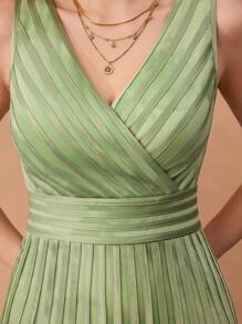 Mgiacyv Neck Printed Net Pull Cord High-End Evening Dress