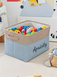 1pc Customized Toy Storage Box, Personalized Sorting & Organization Bin, Clothes Storage Bag, Custom Text Storage Basket, Large Capacity With Handle, Home Decor Storage Box, Storage Essentials Suitable For Bedroom, Living Room, Bathroom And Shelving