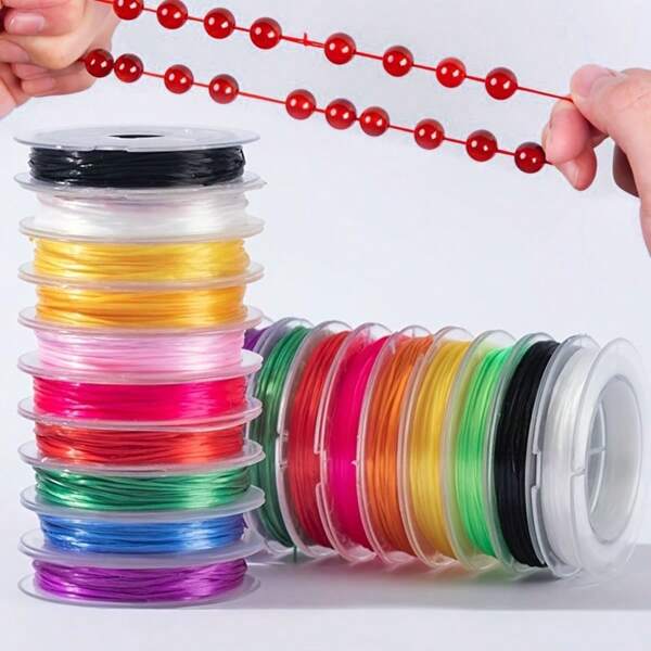 10 Rolls X 10M/Roll Elastic Line, 1mm Crystal Beading Cord For Bracelet Necklace DIY, High Elasticity Abrasion Resistant Jewelry Line (Each Roll 393.7 Inches)