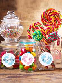 40 Piezas de pegatinas para revelar el sexo del bebé - 'Es un Niño' o 'Niña' Etiquetas para Baby Shower, decoración con huellas y besos para fiestas de bienvenida, toppers de cupcakes, detalles (Rosa/Azul) - Multicolor - Ver 6