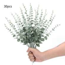 Artificial Eucalyptus Leaves, Green Branches For Home Party, Garden, Wedding Decoration, Floral Bouquet, Outdoor Garden Table Centerpiece, Wreath, Fake Eucalyptus Leaves European Decor, Room Decor, Photography Backdrop, Paired With Artificial Flowers (Note: Shedding Of Frost Is Normal Due To The Artificial Nature, Please Purchase Carefully),Fake Plants