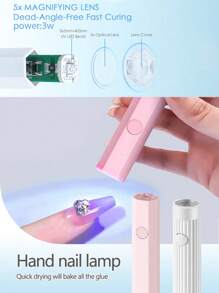 Pocket Size UV LED Nail Lamp, Portable Gel Light, Nail Dryer With LED Lights, Curing Light For All Gel Polish And Home Use, Fast Drying Manicure Tool Back To School School Look Preppy