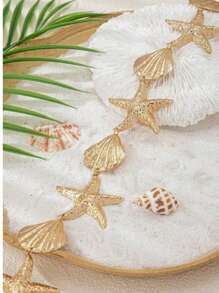 1 pièce Chaîne de taille décorative avec étoile de mer et coquillage élégante, convient pour le port lors de vacances à la plage pour femmes