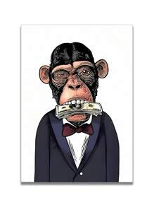 1/3Pcs, Optional Frame, Monkey Canvas Wall Art Deco, Classic, Modern Styles - Animal Theme Ink Art Prints - Indoor & Outdoor Use, Home Office, Living Room, Bedroom, Bathroom, Restaurant Decor - Spring & Summer Seasonal