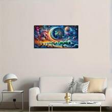 1 Stück extra großes 5D Diamant Malset 40 x 70 cm, Sternenhimmel Mond, Ozeanwellen & Menschenfiguren Landschaft Muster, geeignet für Erwachsene Anfänger DIY Mosaik Diamant Kunst, vollständig gebohrtes handgemachtes DIY Diamant Gemälde, Dekoration für Wohnzimmer, Schlafzimmer, Bürowand, Geschenk für Familie & Freunde, ohne Rahmen