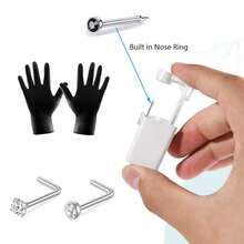Nose Piercing Kit,Disposable Self Nose Piercing Gun With 2Pcs Nose Rings Studs, At Home Nose Percinging Kit Gun Tools - White - View 27