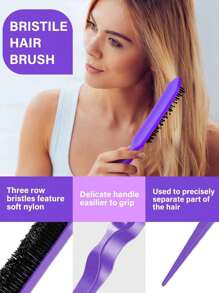 8pcs Hair Styling Tools Set, 8-Piece Hair Bun Making Kit, Including 2 French Braiding Tools, 2 Rat-Tail Combs, 1 Hair-Pulling Comb, 1 Edge Brush. Suitable Hair Brushes For Hairstyle Design, Hair Tools For Both Adults And Children., Hair Styling, Hair Stuff, Comb Hair ,Hair Accessories