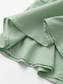 Women's Casual Solid Color Ruched Bust Twist Shoulder Peplum Cami Top, Summer - Light Green - View 4