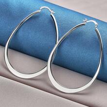 1 Pair Of 925 Pure Silver - Oval Pressed U-Shaped Ears - Hypoallergenic - Perfect For Casual Attire And Gifts - Perfect Jewelry - Mother's Day Gift