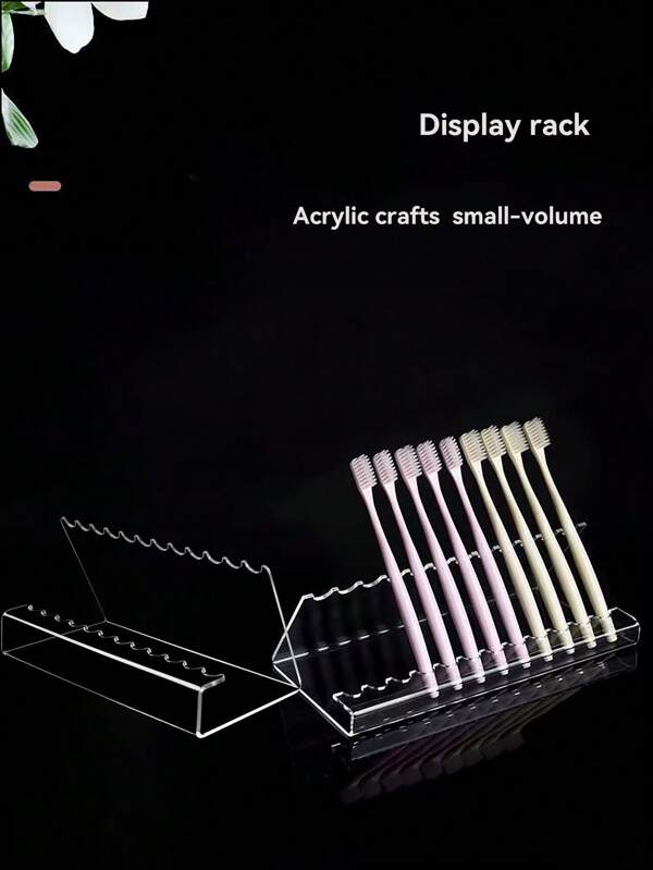 1pc Transparent Acrylic Stationery Pen Holder & Toothbrush Display Rack, Suitable For Shop Display, Office Desk Decoration