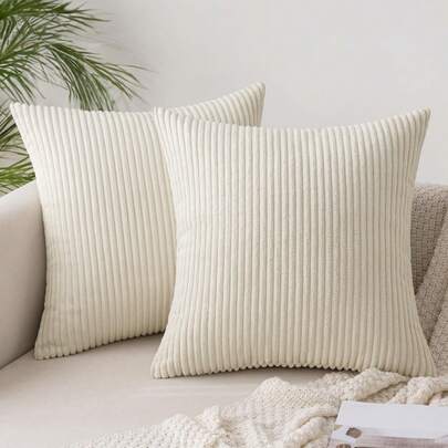 2 piezas Fundas de cojín, Funda de cojín de pana, Funda de cojín decorativa, Cojín de sofá, Cojín de sillón, Funda de cojín decorativa con cremallera oculta, 40 X 80 Cm, Beige