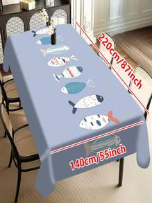 1/20 Stück moderne geometrische Fisch bedruckte Tischdecke, geeignet für Heimdekoration, Picknicks und Feierlichkeiten, Farbschemen in Hellblau und Grau, maschinell hergestelltes Polyesterfasergewebe, Tischtuch für den Esstisch.