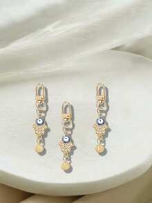 The New Fashion Fatima's Hand Metal Key Chain, With The Initial Letters A-Z, Glittering Bag Accessories, Charm Car Pendants, Suitable For Daily Wear, Wallet And Handbag Accessories, Suitable For Commuting, Learning, Vacation, Picnic, Camping, Beach, Keys, Pendants And Easy To Find Keys, This Is The Best Gift For Sisters And Friends. - Multicolor - View 4