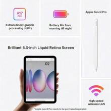 Apple Tablet iPad mini 7 (A17 Pro) 2024 Modell Vollbild 8,3 Zoll A17 Pro Chip Spitzenleistung Flaggschiff-Erlebnis WLAN-Version Lila