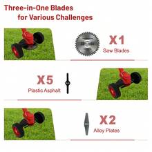 18000 RPM Electric Weeds Wacker Cordless, 3-In-1 Weeds Eater Cordless With Battery Powered, Lawn Mower/Grass Trimmer/Lawn Edger With 3 Types Blades, Battery Weeds Wacker With Wheels (1 Battery/2 Battery, Red) - 紅色 1電 - 查看 5