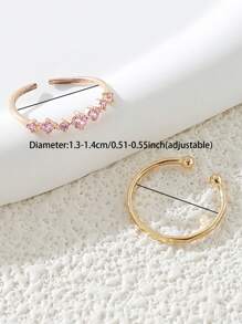 2 Piezas Set de Anillos de Dedo del Pie de Cobre y Circonio para Mujer