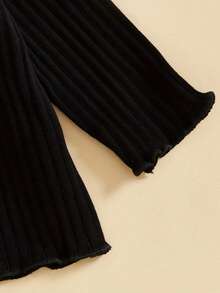 Suéter de manga larga para niñas pequeñas, informal, de color sólido, con botones en la parte delantera, cárdigan de punto para bebés, ropa cálida para niños pequeños - Negro - Ver 4