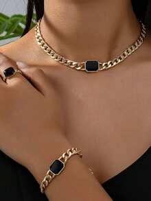 1 Set Fashionable Geometric Shaped Personalized Accessory Set - Black - View 2