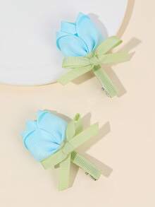 10pcs Girls Colorful Fabric Tulips Hair Clips,Alligator Clips Hairpins,Fashion Hair Accessories For Kids Toddlers Summer Gifts - Multicolor - View 3